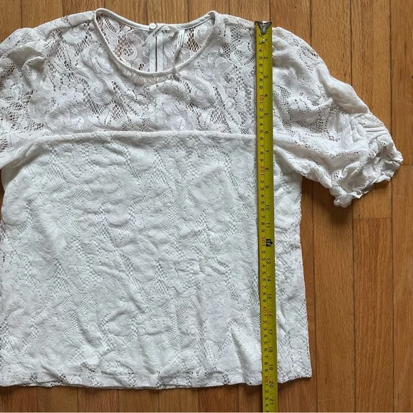 Anthropologie Ivory Parvati Velvet Ruched Lace Blouse Women’s XS Cottage Prairie - Picture 7 of 9